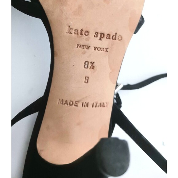 Kate Spade New York Blk Satin Heeled Sandal Wrap Ankle Strap Sz 8.5 - Picture 8 of 9